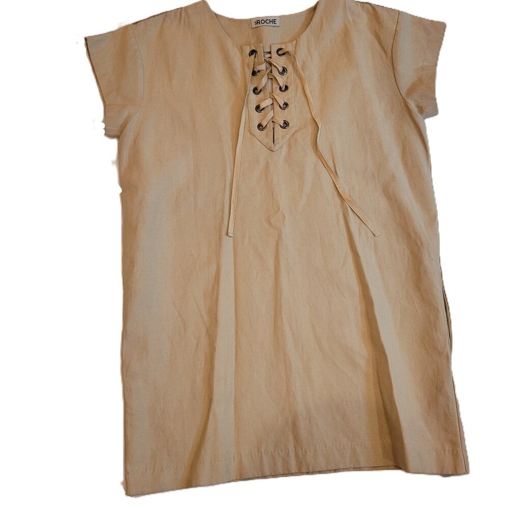 St.Roche Women's Danny Lace Up Mini Dress Tan XS